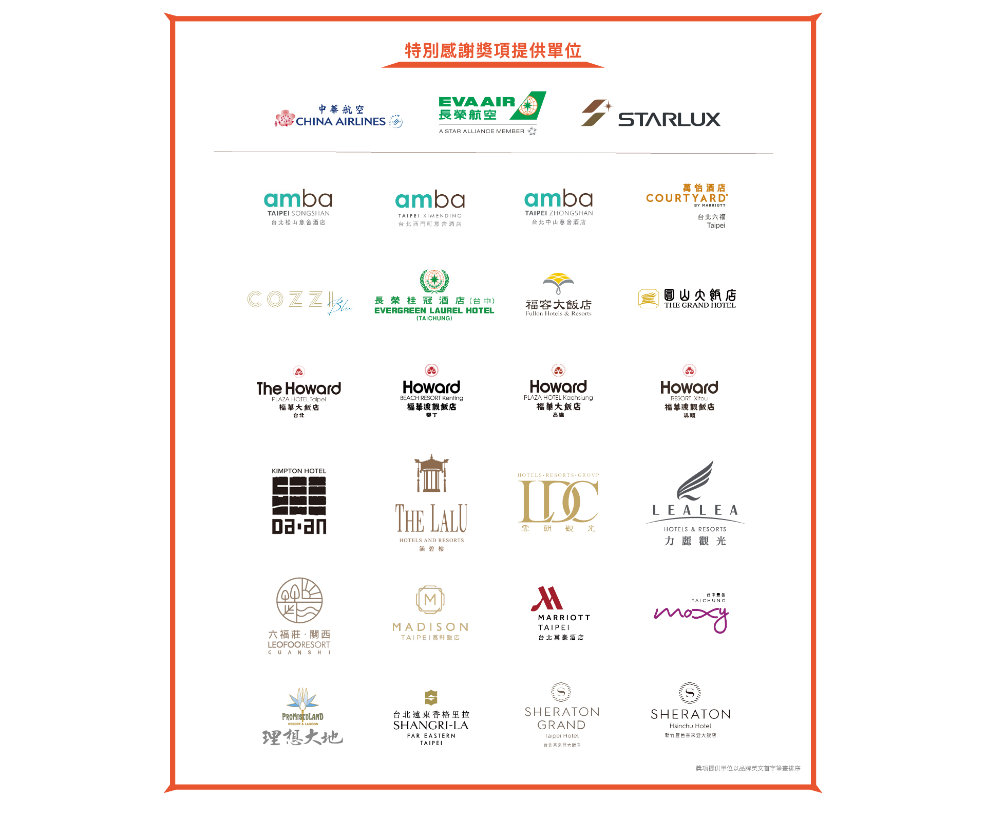 特別感謝本活動獎項提供單位圖片
